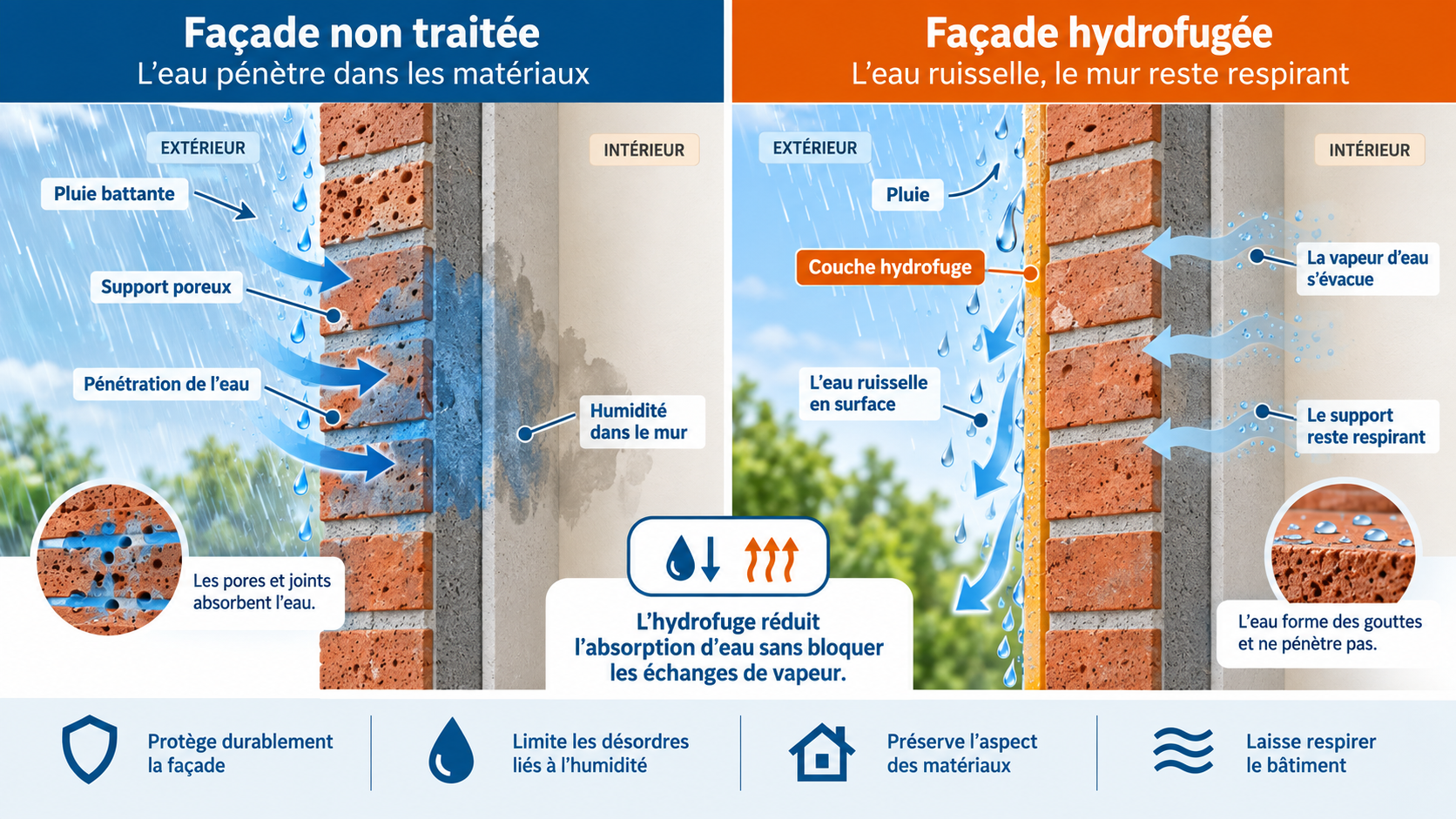 schema technique de l'hydrofugation de facade